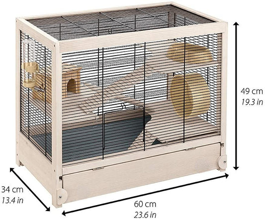 Hamster habitat cage hamster villa sturdy wooden structure black(US